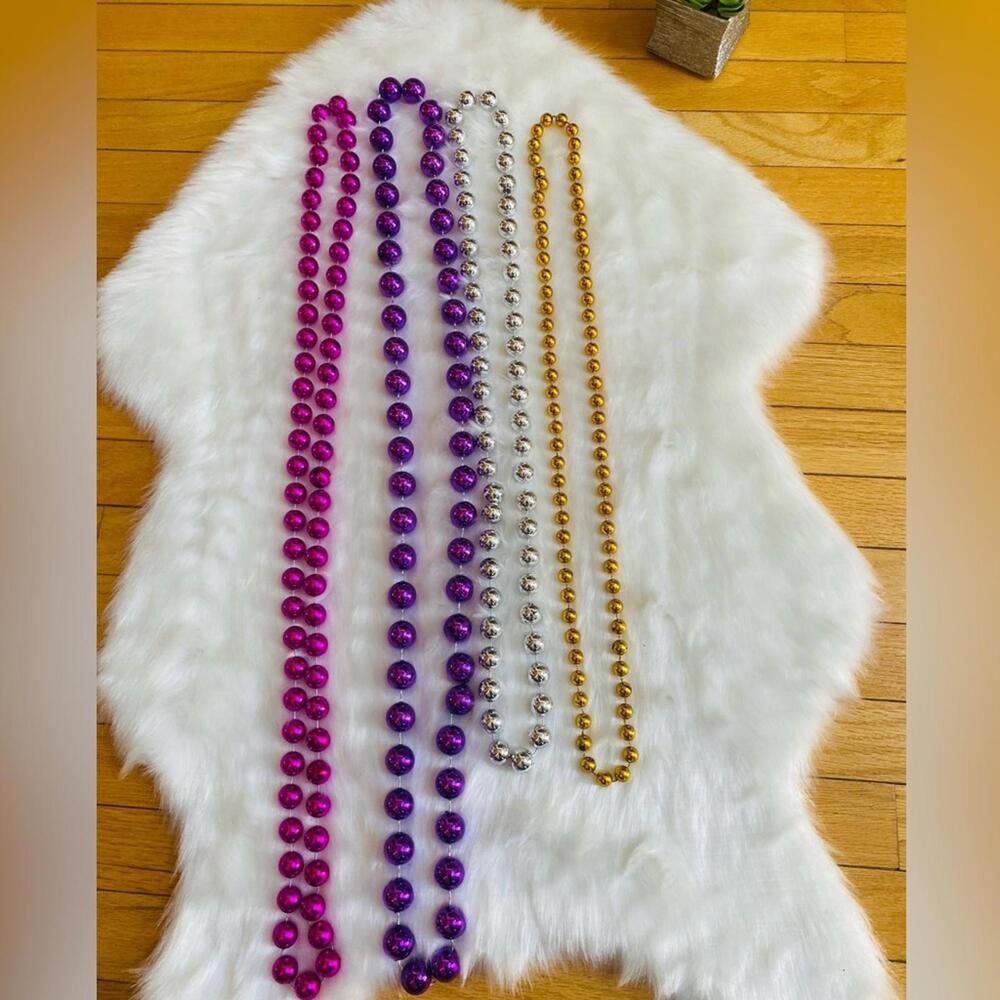 Set of Colorful Large Mardi Gras Beaded Necklaces